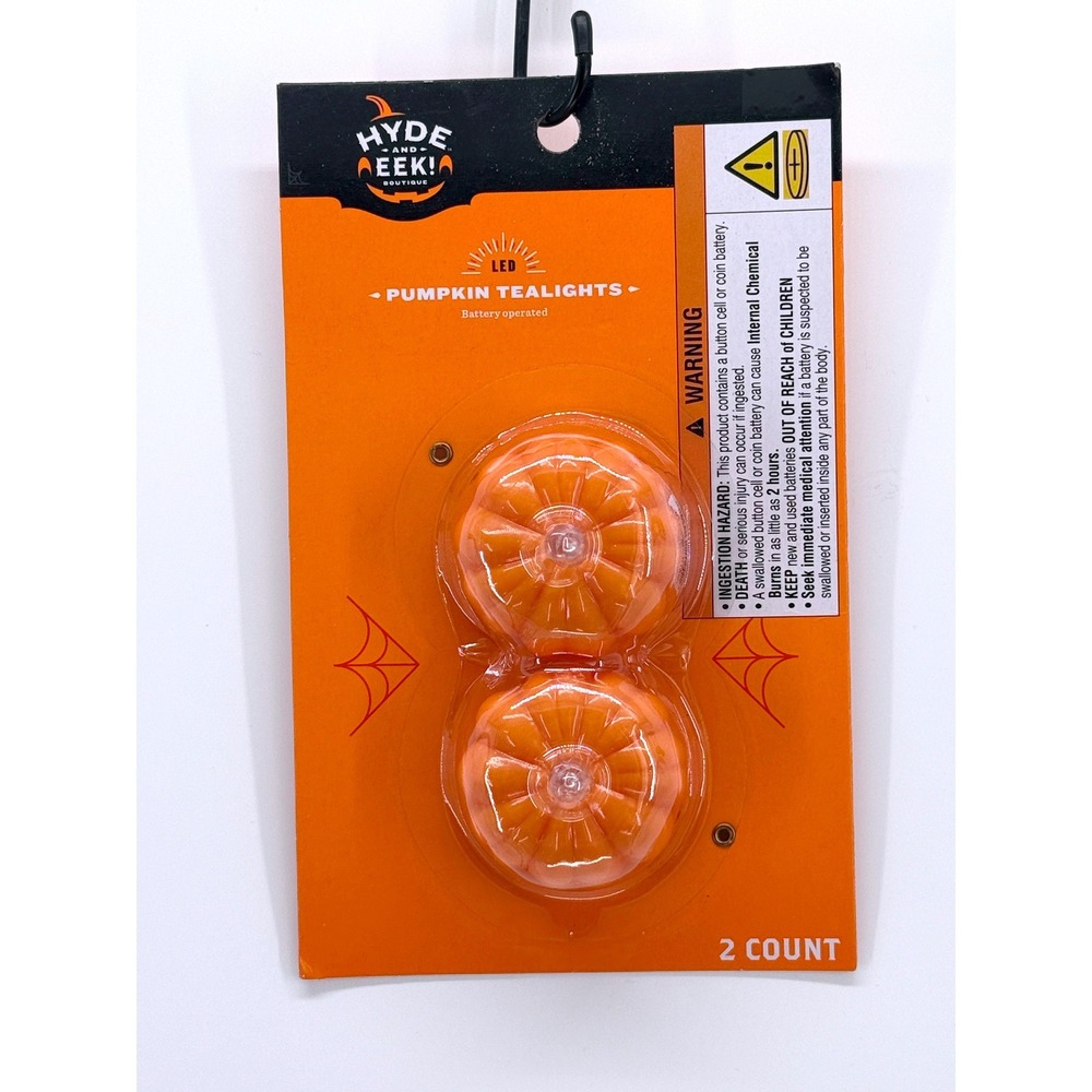 Hyde and Eek Boutique Halloween LED Pumpkin Tealights 2 Count Orange Target